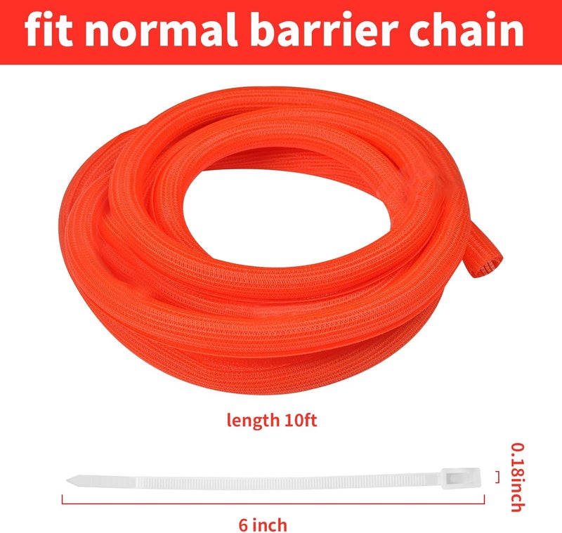 WANGDEFA 10 Ft High Visibility Chain Cover Kit High Visibility Yellow Cover Safety Barrier Cover for Both Indoor and Outdoor Environment (Orange) - Image 3